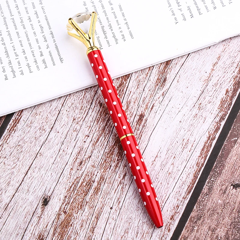 Алмазная шариковая ручка Scepter для школы, персонализированные Кристальные ручки для письма для школы, офиса, стационарная металлическая Роскошная шариковая ручка - Цвет: Red Dot