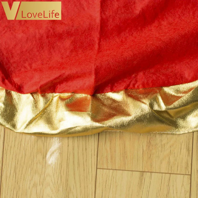 36" Gold Chrismtas Tree Skirt Colth New Year Decoration Ruffle Edge Cover Carpet Merry Christmas Supplies For Home Party