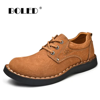 

Natural Leather Shoes Men Outdoor Men Shoes High Quality Flats Handmade Lace-Up Walking Casual Shoes