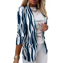 

Coat Cardigan Striped Blazers Cardigan Lady Suits Spring Colorful Printed Notched Collar Cardigan 2021 Fashion Women Casual Coat