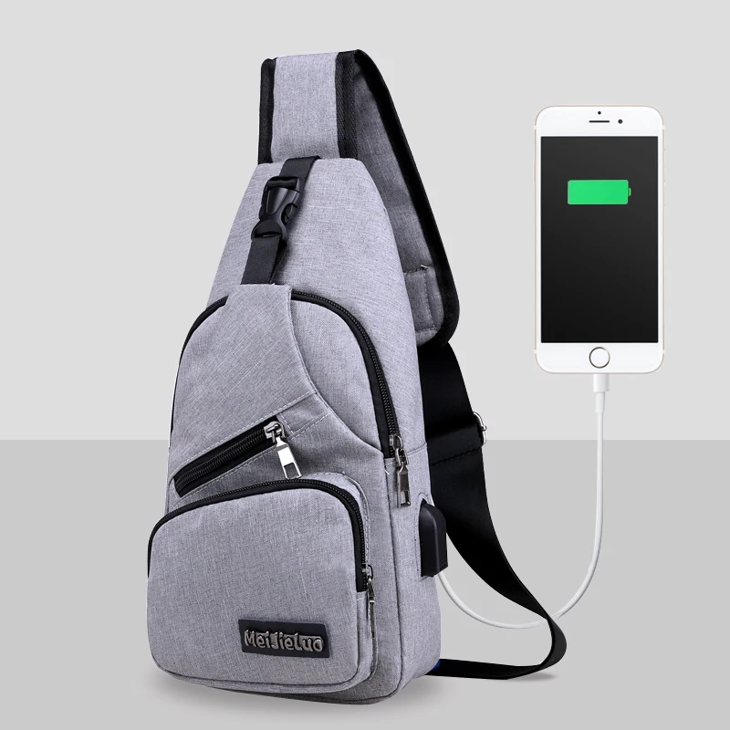 Мужская нагрудная сумка водонепроницаемая через плечо из ткани Оксфорд с usb
