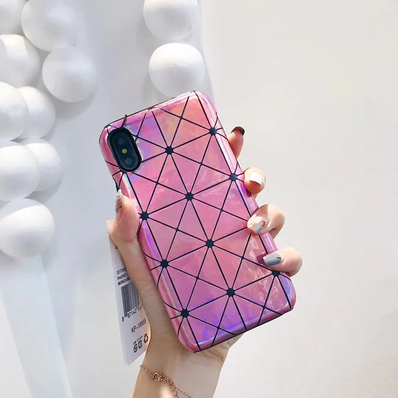 Япония США модный бренд Issey Miyake Блестящий металлический геометрический кожаный чехол для телефона для iphone 6 6s 7 8 plus 10 X роскошный чехол s