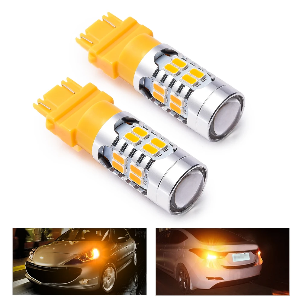 

MICTUNING 2pcs Car Led 3157 3156 5730 20 SMD Amber LED Bulbs Yellow Turn Signals Auto LED Replacement Corner Lamp Blinker Lights