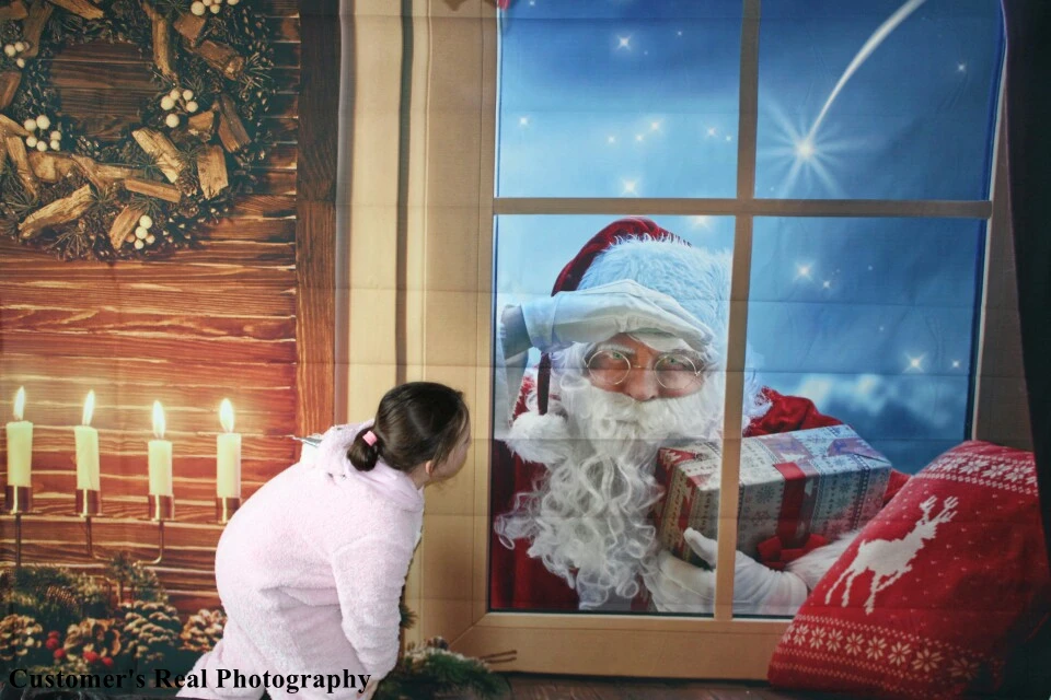 Laeacco рождественские окна Санта Клаус детский домашний декор фотографии фоны индивидуальные фотографические фоны для фотостудии