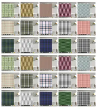 

Classic Plaid Pattern Shower Curtain Fabric Decor Set with Hooks 4 Sizes