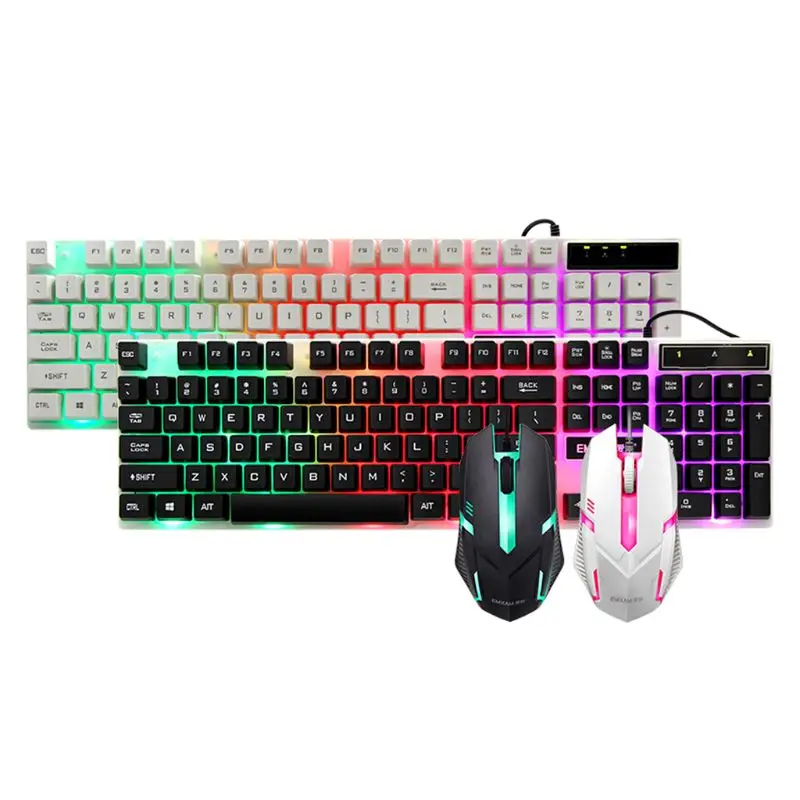 

USB Wired 104 Keys Colorful Backlight Gaming Keyboard with Mouse for Microsoft HP LG PC Laptop for Win XP/7/8 Mac10.2