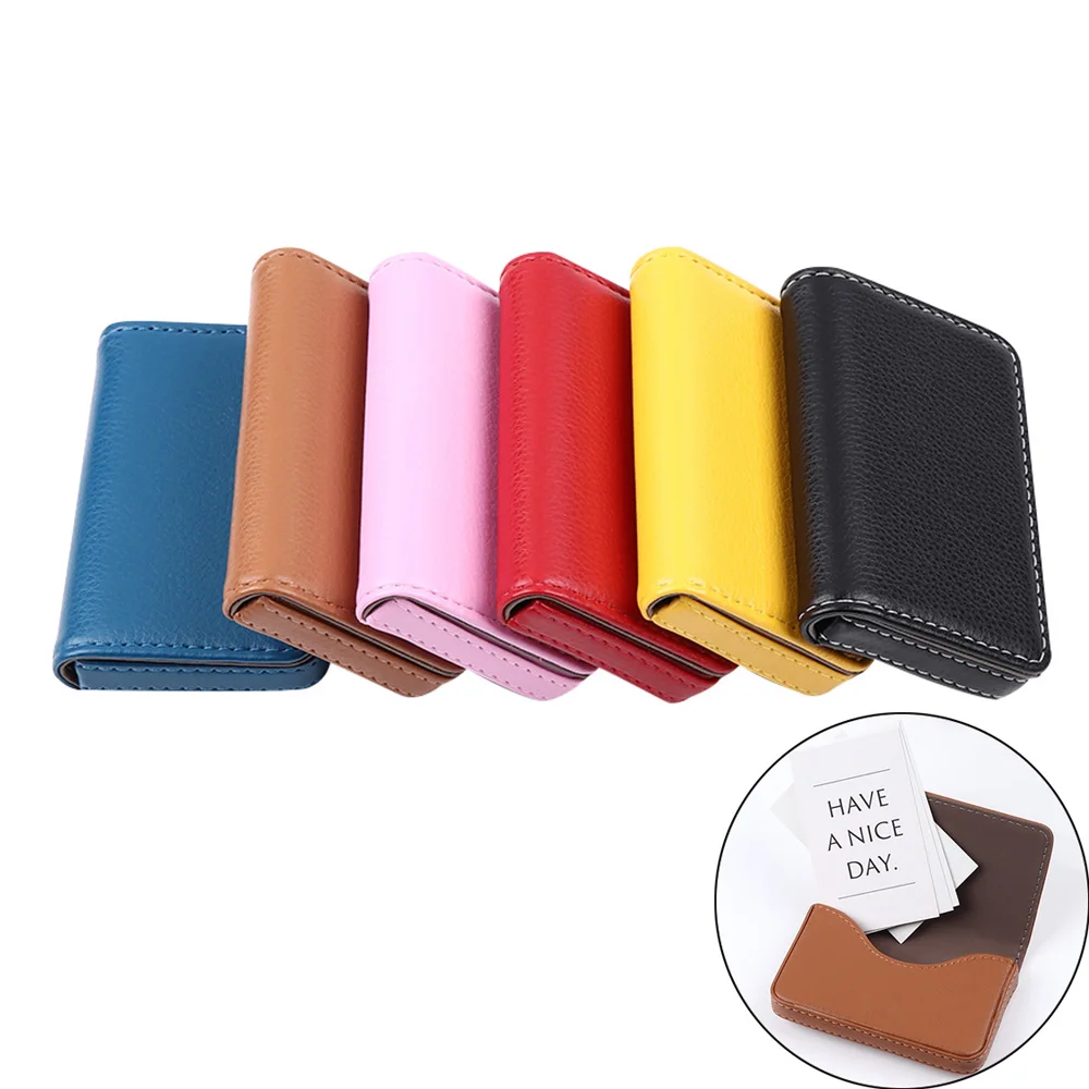 

Solid Color PU Leather Card Holder Men Women Business Card Wallet ID Credit Card Holder Wallet Creative Fashion Gift Card Case