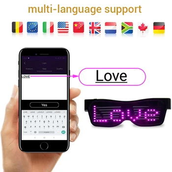 

App Control Bluetooth Customized Languages Flashing Led Party Glasses USB Charge Luminous Eyewear Christmas Concert Light Toy