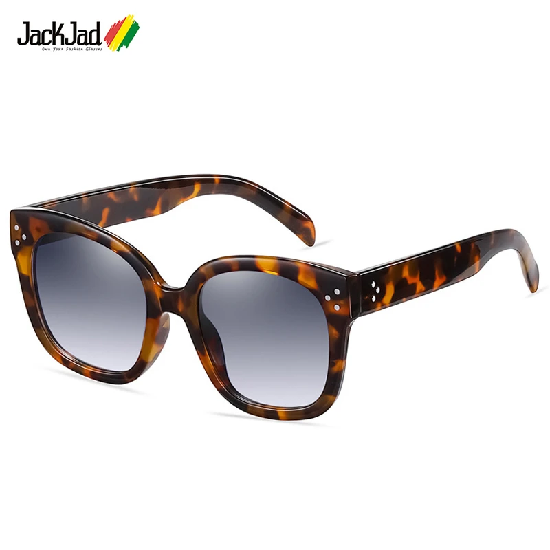 JackJad gafas sol remaches de tres puntos para mujer, anteojos de sol femeninos de estilo cuadrado Retro, a la moda, con gradiente de diseño de 2022|Gafas sol para
