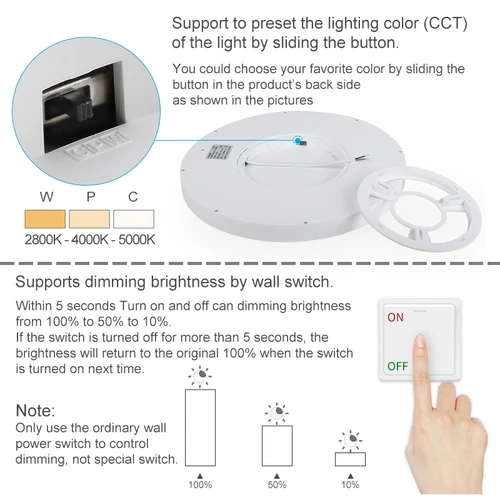 LED 천장 조명 밝기 조절 12W 18W 24W 32W 220V 3 색 조절 가능, 침실 거실 욕실 현대 천장 램프 5