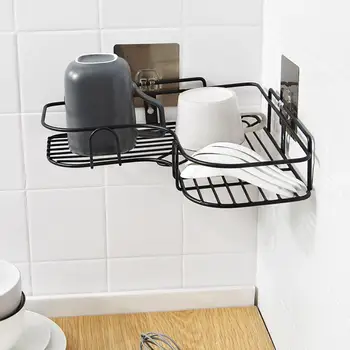 

Drilling-free Corner Storage Rack wrought iron storage racks Triangular Kitchen Organizer Holder Bathroom Corner Rack