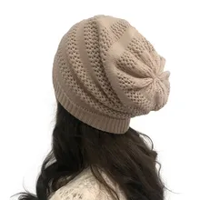 Осенне-зимняя женская шапка Skullies Beanies, однотонные вязаные Кепки из хлопка, женская зимняя шапка, мягкие теплые шапки, женская шапка