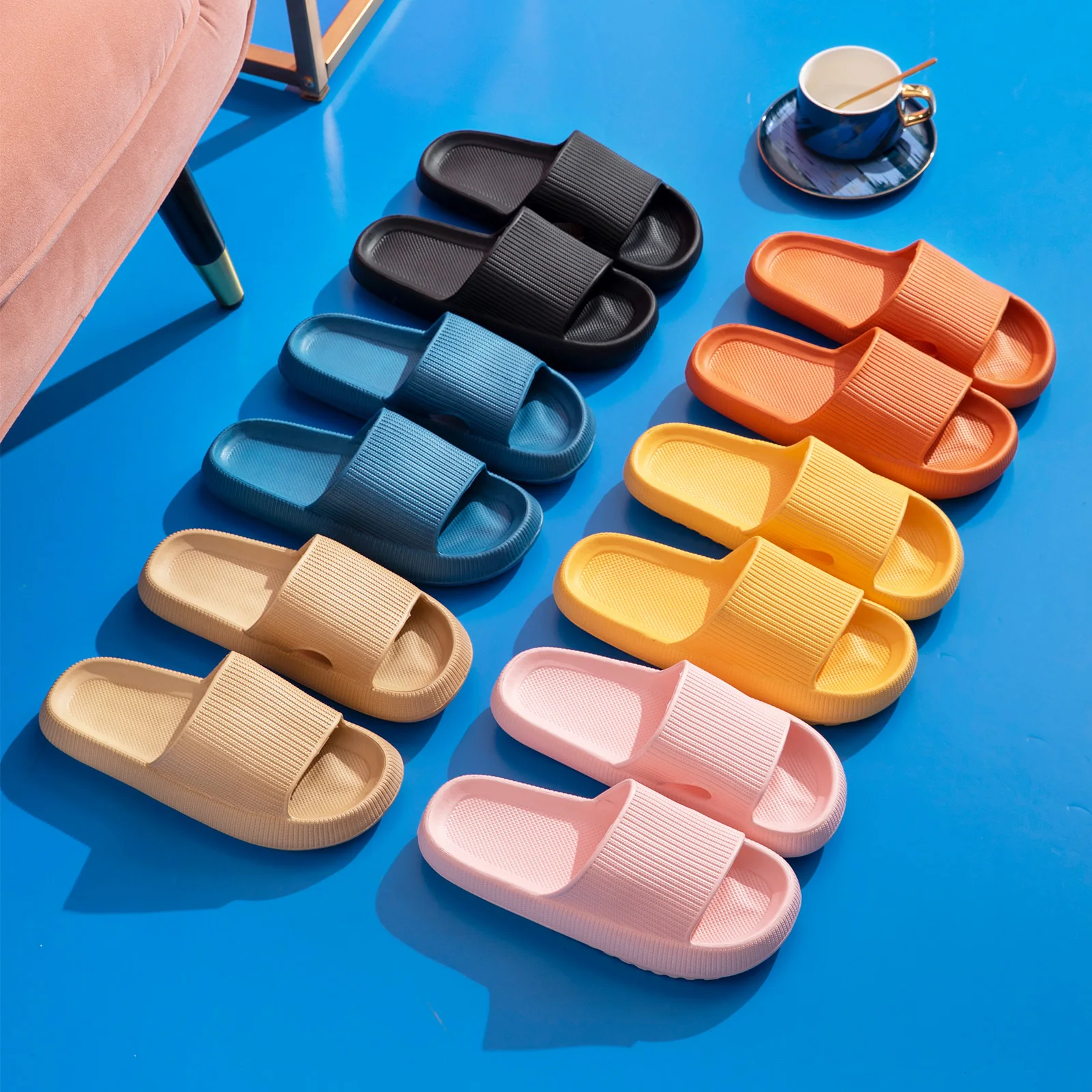 Women Thick Platform Slippers Summer Beach Eva Soft Sole Sandals Leisure Men Indoor Bathroom Anti-slip Zapatillas chaussons 1