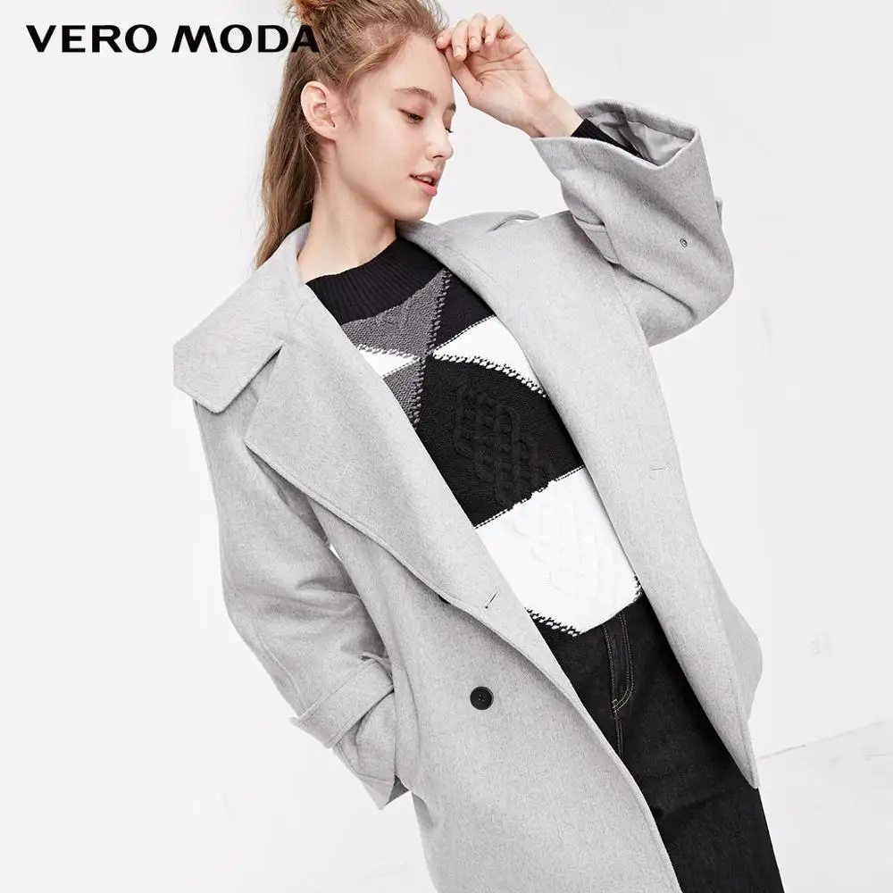 Vero Moda пальто женское новое шерстяное с отворотами и пуговицами регулируемыми