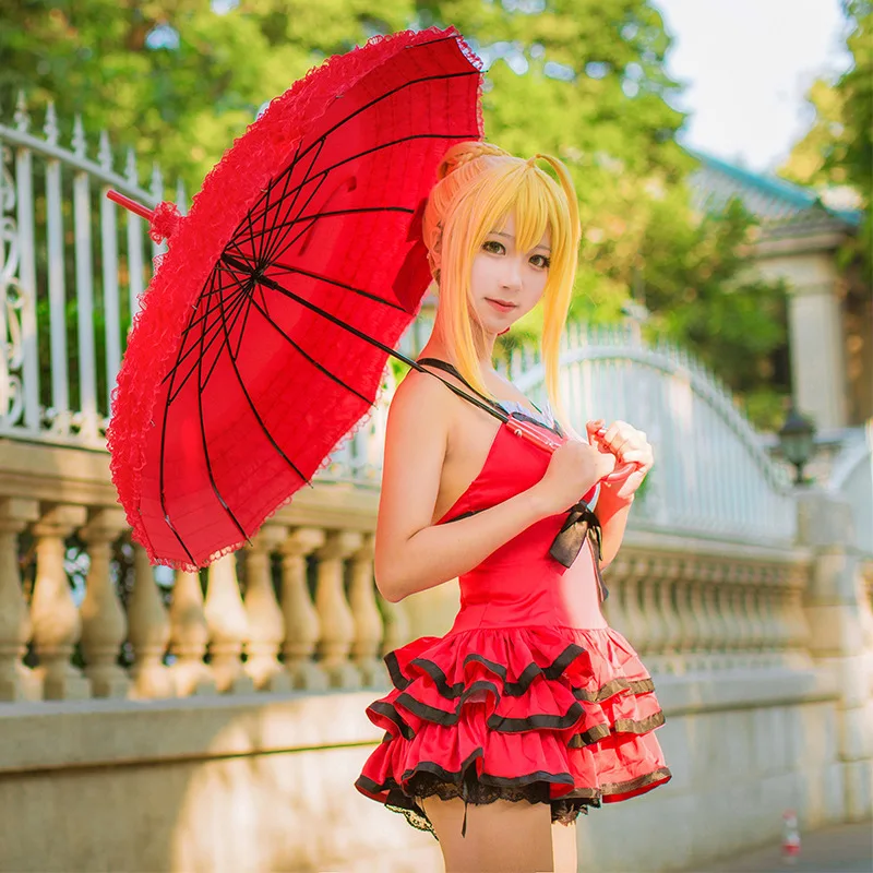 Fgo nero curudiusシーザー変装,スイスのコスプレコスチューム,赤の 