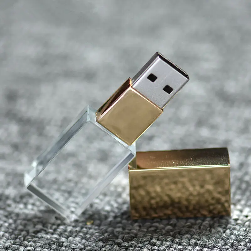 16 ГБ 32 ГБ 64 ГБ модный металлический кристалл 2 в 1 USB 2,0 флэш-накопитель с флеш-накопителем(с логотипом
