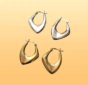

RUIYI Real 925 Sterling Silver Women Punk Irregular Earrings Girls Hiphop Minimalist 18K Gold Original Design Niche Earrings