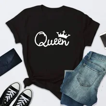 

Queen Letter Print T Shirt Women Short Sleeve O Neck Loose Tshirt Summer Girls Ladies Tee Shirt Tops Clothes Camisetas Mujer