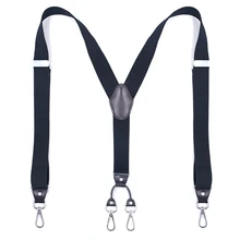 Heavy Duty Suspenders with Swivel Hooks for Women Men Work Y-back Big Tall Adjustable Elastic Trousers Braces Strap Belt-Black