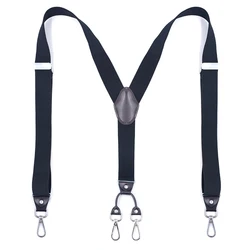 Heavy Duty Suspenders with Swivel Hooks for Women Men Work Y-back Big Tall Adjustable Elastic Trousers Braces Strap Belt-Black