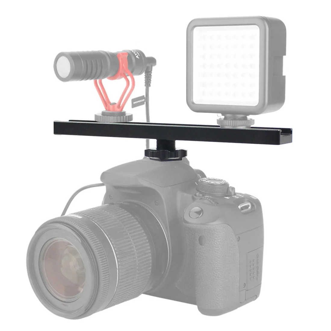 BGNing Aluminum Alloy 18cm Camera Hot Cold Shoe Extension Rail Bracket Bar for Flash LED Video Light Microphone Microphone