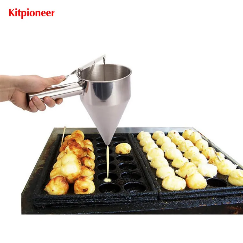 Stainless Steel Donut Dispenser Pancake Paste Distributor Cupcake Waffle Batter Funnel Pannekoek Maker Tool