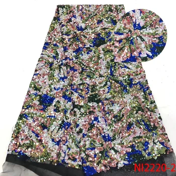 

NIAI African Lace Fabric 2019 High Quality Lace French Sequins Lace Fabric Bridal Nigerian Lace Fabrics For Wedding NI2220-2