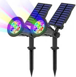 LED Outdoor Solar Spotlights RGB Landscape Lawn Light Garden Waterproof Ground Light For Pathway Patio Yard Party Decoration