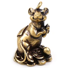 Медные брелоки в виде крыс, подвески, винтажные Зодиак из латуни, брелоки в виде мыши, брелоки, Креативные мужские Брелоки для ключей, висячие Сумки