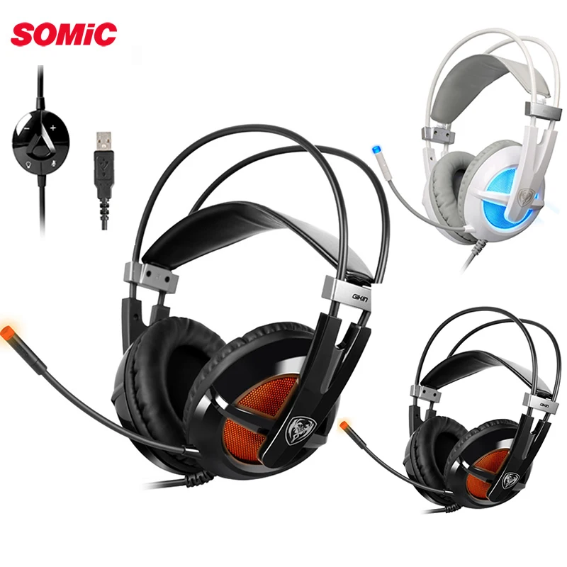 SOMiC G938 USB Игровые наушники Виртуальный 7,1 объемный светильник рассеянная технология гарнитура с микрофоном для PS4