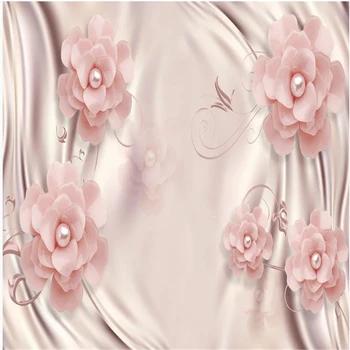 

European luxury pink flower jewelry wallpapers background wall modern wallpaper for living room 3d wallpapers