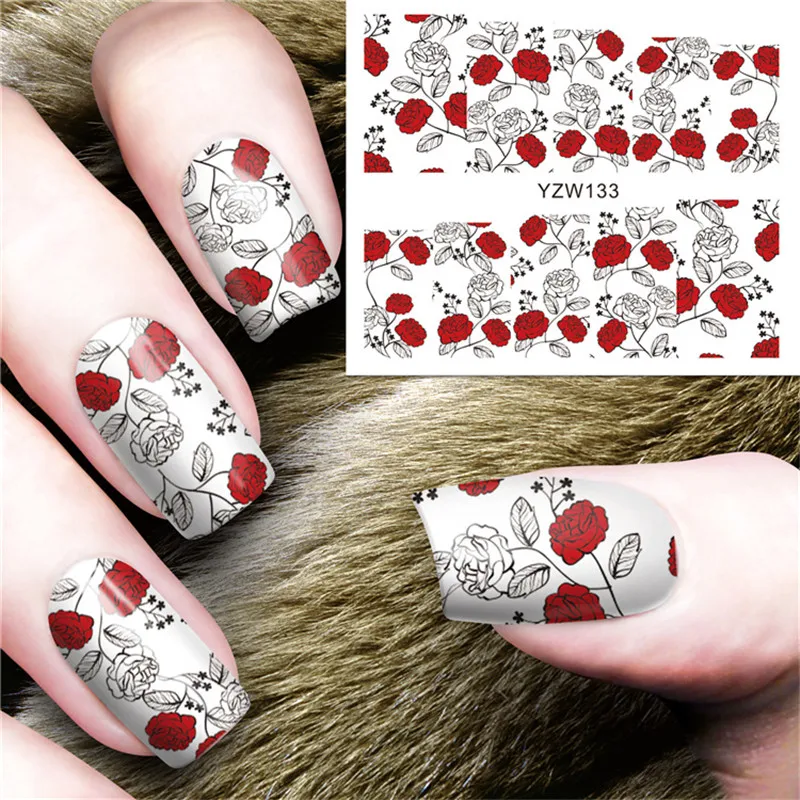 1 шт красочные стикеры 3D на ногти Nail Art слайдеры цветы лист мультфильм геометрические наклейки для ногтей Фольга Дизайн Маникюр Красота Декор