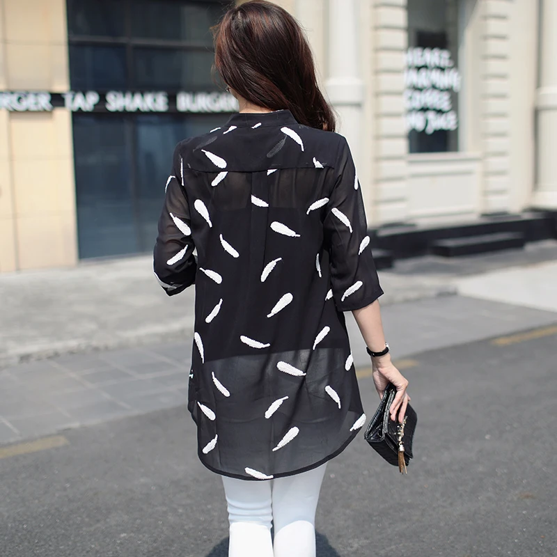 Blouse Women 2020 Plus Size  Women's Shirt Chiffon Ladies Tops Long Sleeve Clothes Summer Style Embroidery Clothes 6