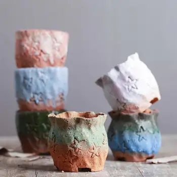 

5 Pcs Handmade Gardening Flower Pot Earthenware Flower Pot Creative Retro Flower Pot for Bonsai and Succulents
