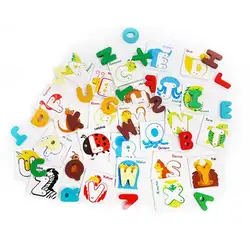 Здоровье когнитивные животные буквы флэш-карты деревянные головоломки игрушка для дошкольников детей распознавания почтовые карточки