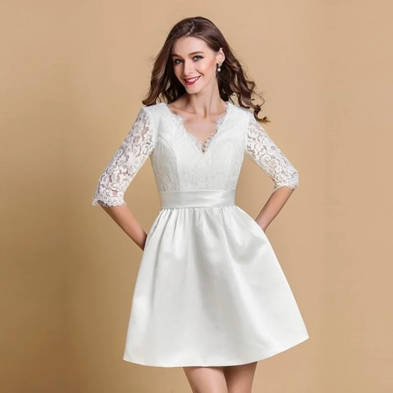 BM010 Винтаж свободного кроя с v-образным вырезом и халат рукавами de mariage атласная