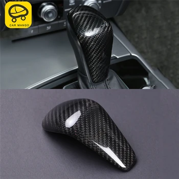

CARMANGO for Audi A6 C7 2011-2019 Car Styling Real Carbon Fiber Gear Shift Head Top Cover Frame Trim Sticker Interior Accessory