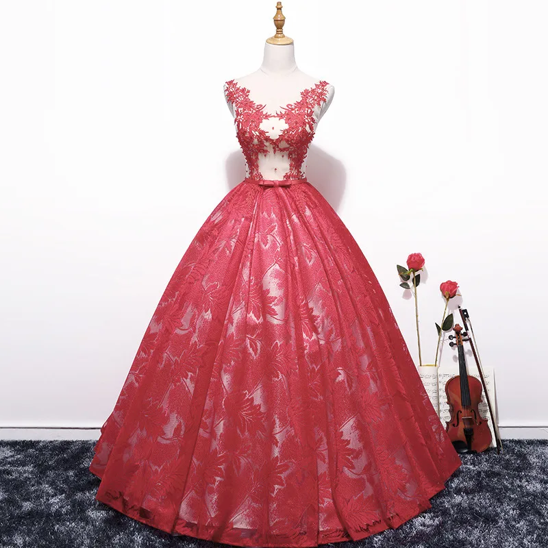 Это свадебное платье YiiYa, черное свадебное платье с аппликацией и кристаллами, es, круглый вырез, без рукавов, свадебное платье для женщин, Vestidos De Novia, OY221 - Цвет: burgundy