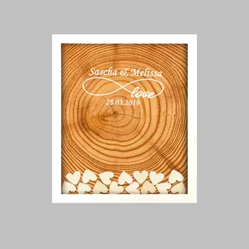 

Custom Wood Annual Ring Shadow Box,Alternative Wedding Guest Book, Drop Heart, Keepsake Sign-In Book,Rustic Handmade Love Frame