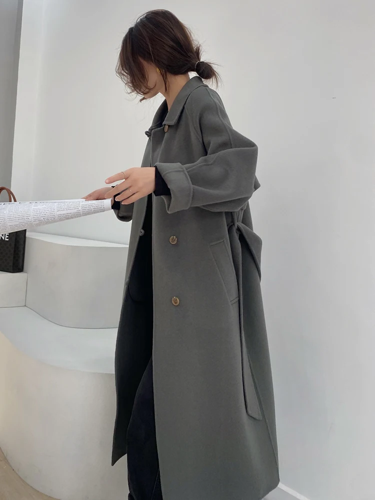 

VERY NOBLE Long Cashmere Jacket Thicken Warm Women Wool Coat Top Winter Fashion Free Size