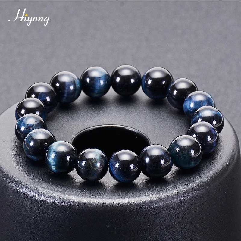 12mm Blue Tiger Eye Bracelets Men Natural Stone Beads Charm Bracelet Jewelry Bu