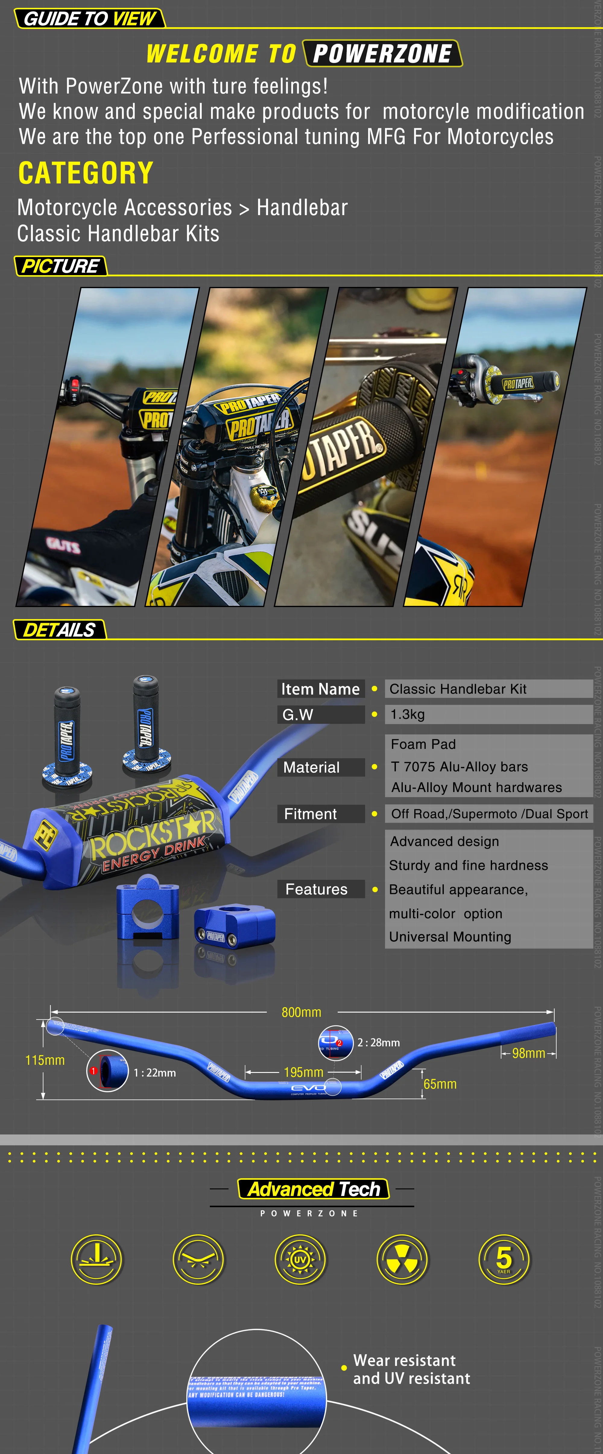 Pince De Guidon De Moto - Accessoires De Guidon De Moto - Kit