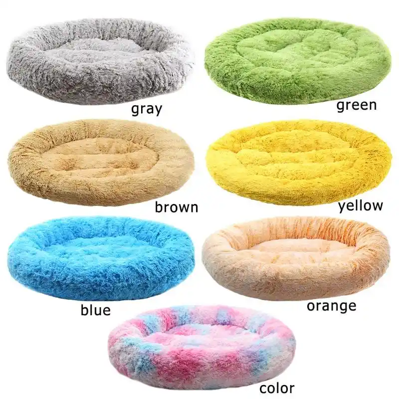 Comfy Calming Dog Beds Soft Warm Round Pet Cat Bed Comfortable Pet