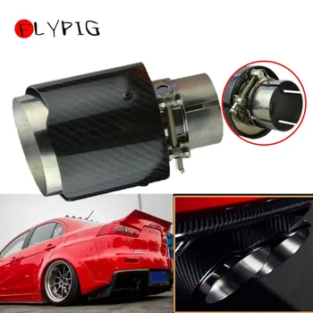 

FLYPIG 101MM OUT Ak Car Exhaust Tail Pipes Glossy Carbon Muffler Tip Tail End Universal Stainless Steel End Pipe