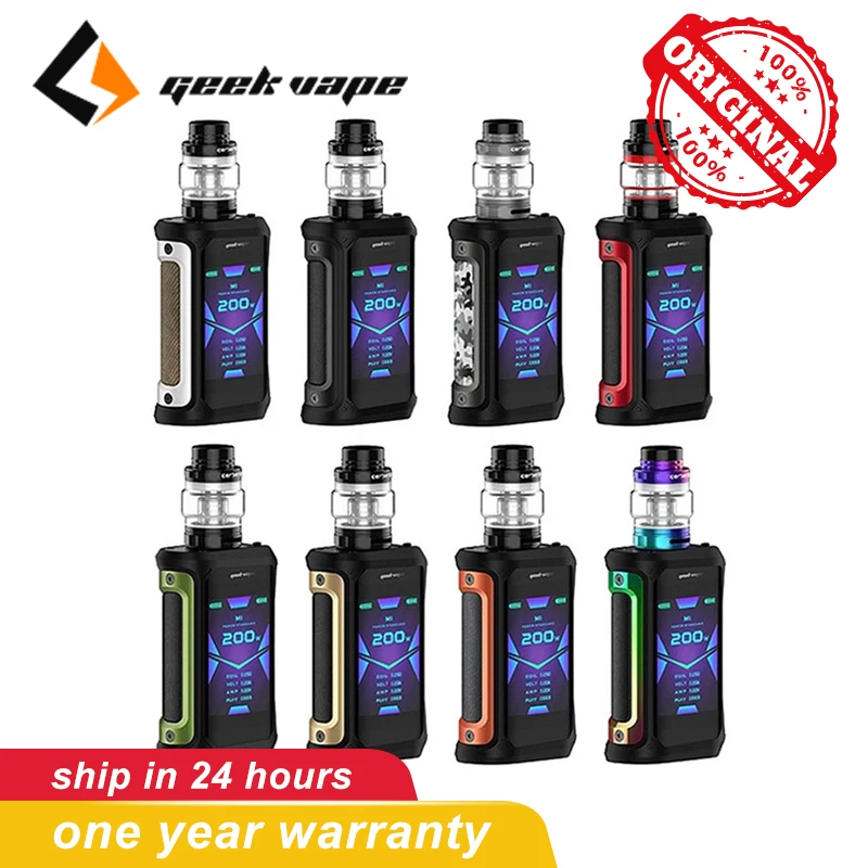 

Original Geekvape Aegis X 200W TC electronic cigarette Vape Kit 5.5/2ml Zeus Tank by dual 18650 Batteries Box Mod kit