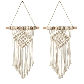 

2Pack Wall Hanging Handwoven Tassel Tapestry Decorative Bohemian Dream Catcher Pendant for Living Room Bedroom Decor