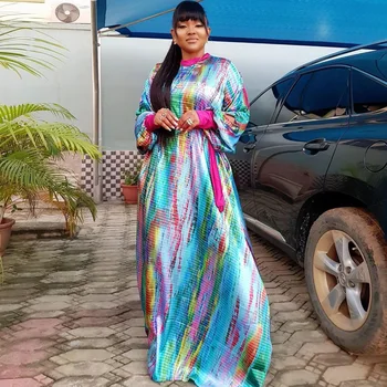 

Elegant Kaftan Silk Dress 2020 Dashiki Printed Summer Dress African Dresses for Women Floor Length Robe Party Gown Africa Dress
