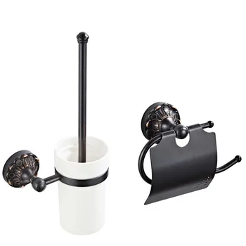 

Oil Rubbed Bronze Toilet Brush Holder Solid Brass Bathroom Accessories Set Paper Box Toilet Roll Paper Holder Clean Brush Set