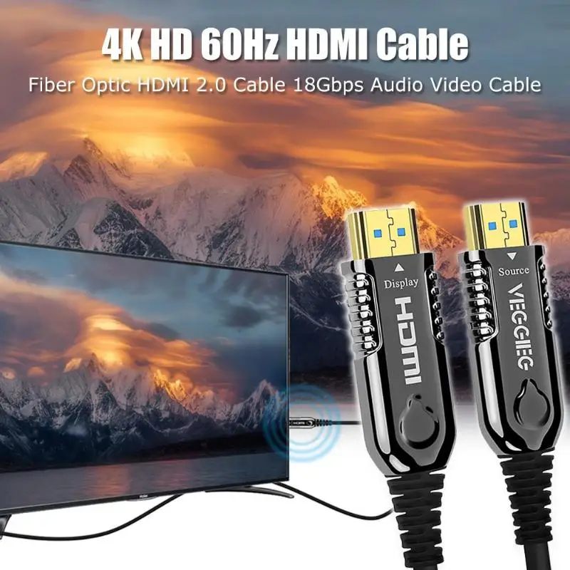  1m/2m/5m/15m 4K HD 60Hz HDMI Cable Fiber Optic HDMI 2.0 18Gbps Audio Video Cable for Xbox One Lapto
