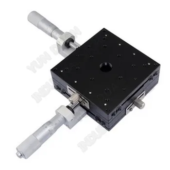 

100*100mm XY Axis 4" Trimming Station Manual Displacement Platform Cross Roller Guide Way Linear Stage Sliding Table LY100-C